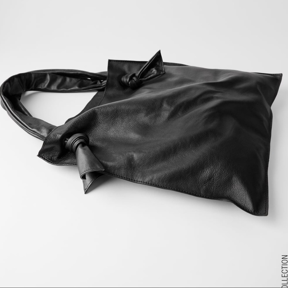 Zara genuine real leather shopper bag